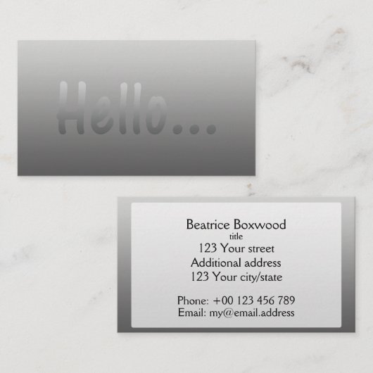 Hello Gradient One Color Silver (文字付き) 名刺 (正面/裏面)