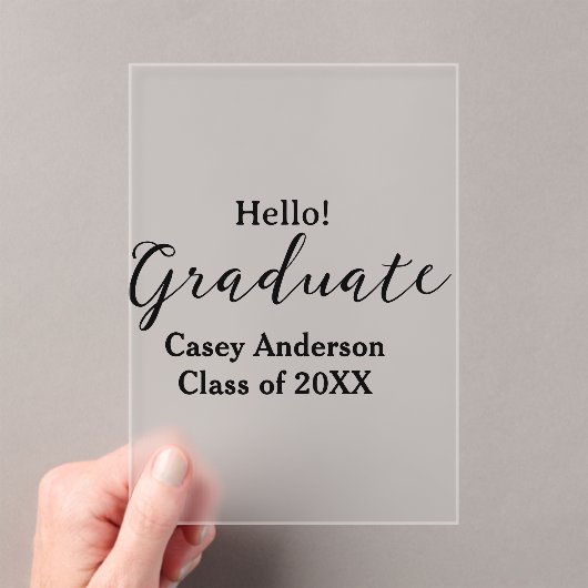 Hello graduate class of 20XX name congrats stylish アクリル招待状 (インサイチュ (ポータブル))