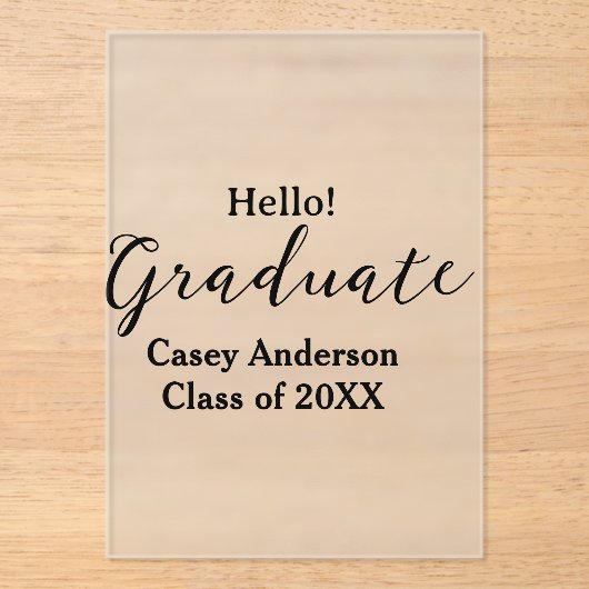 Hello graduate class of 20XX name congrats stylish アクリル招待状 (正面)