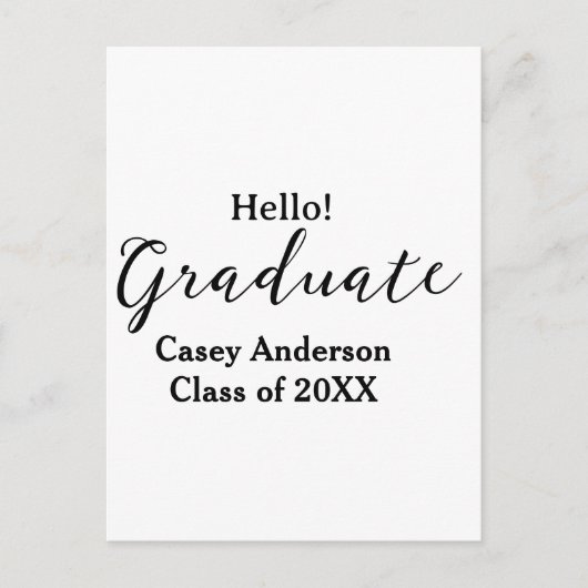 Hello graduate class of 20XX name congrats stylish ポストカード (正面)