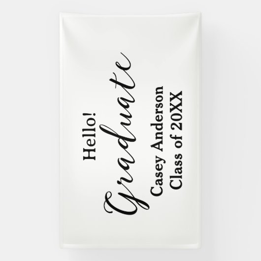 Hello graduate class of 20XX name congrats stylish 横断幕 (縦)