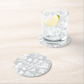 Hello Grayまたは任意のカラーレトロ電話のパーソナライズ ラウンドペーパーコースター (インサイチュ)