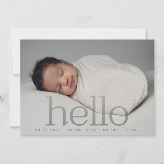 hello grayフェモダンーシンプルドミニマル写真 案内状 (正面)