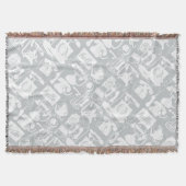 Hello Grayホワイトヴィンテージ電話パターン スローブランケット (正面)