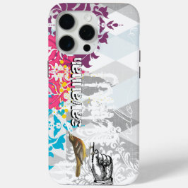 Hello Gray and Blue Linen Pattern iPhone 6 Plus iPhone 15 Pro Maxケース