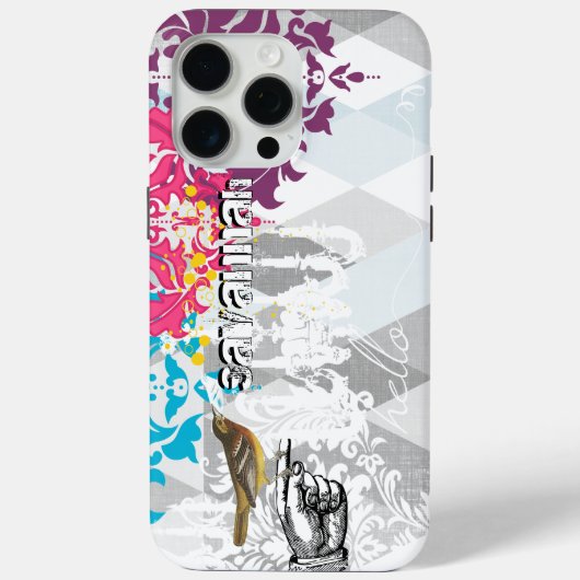 Hello Gray and Blue Linen Pattern iPhone 6 Plus Case-Mate iPhoneケース (裏面)