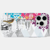 Hello Gray and Blue Linen Pattern iPhone 6 Plus Case-Mate iPhoneケース (裏面 (横))