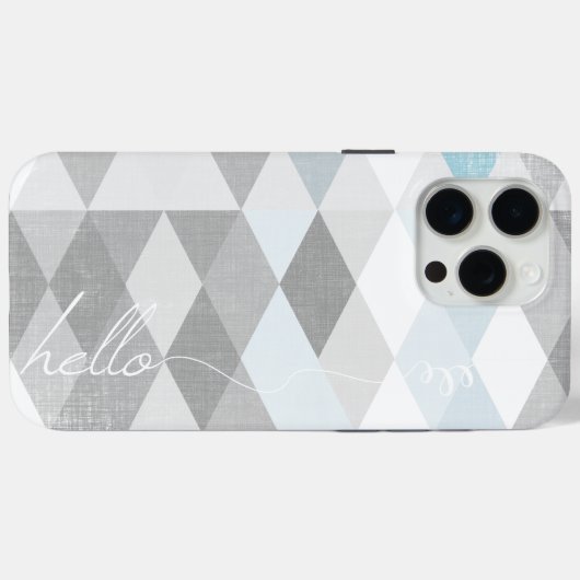 Hello Gray and Blue Linen Pattern iPhone 6 Plus Case-Mate iPhoneケース (裏面 (横))