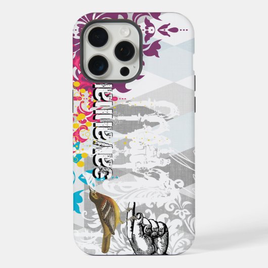 Hello Gray and Blue Linen Pattern iPhone 6 Plus iPhoneケース (裏面)