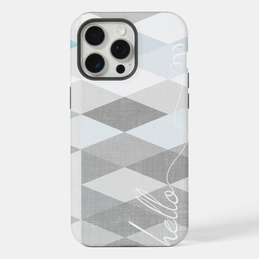 Hello Gray and Blue Linen Pattern iPhone 6 Plus iPhoneケース (裏面)