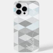 Hello Gray and Blue Linen Pattern iPhone Case-Mate iPhoneケース (裏面)