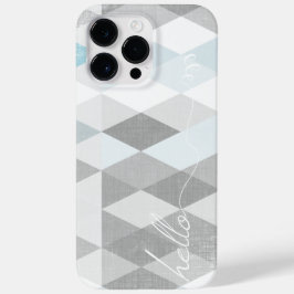 Hello Gray and Blue Linen Pattern iPhone Case-Mate iPhone 14 Pro Maxケース