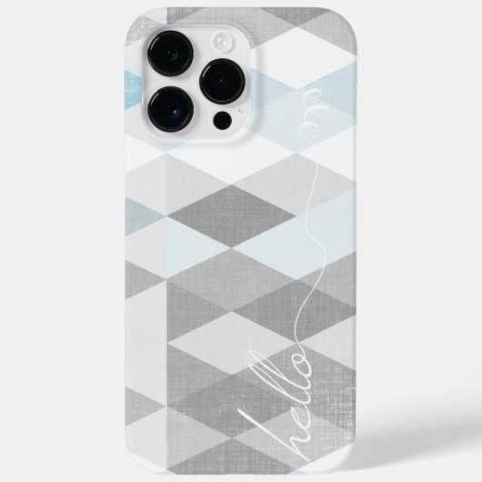 Hello Gray and Blue Linen Pattern iPhone Case-Mate iPhoneケース (裏面)