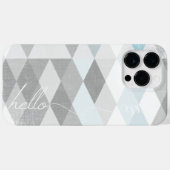 Hello Gray and Blue Linen Pattern iPhone Case-Mate iPhoneケース (裏面 (横))