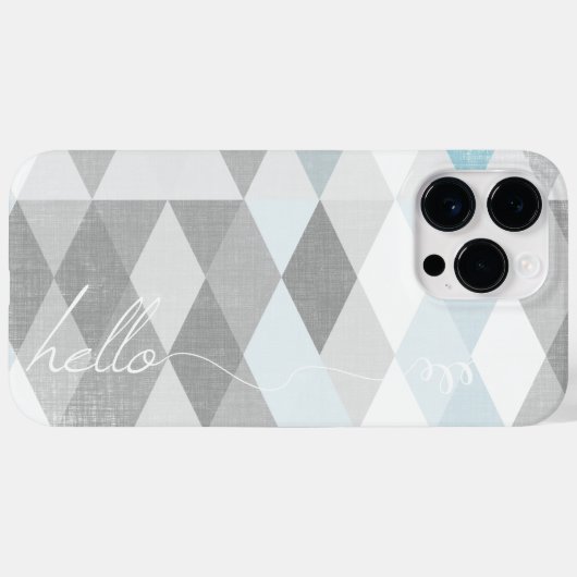 Hello Gray and Blue Linen Pattern iPhone Case-Mate iPhoneケース (裏面 (横))