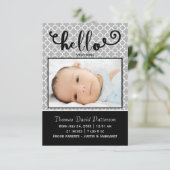 hello gray photo - 3x5誕生のお知らせ 案内状 (スタンド正面)