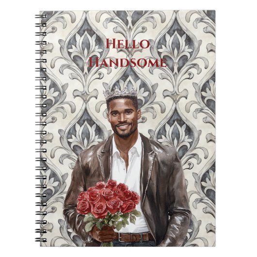 Hello Handsome Black Man Royal Romantic Red Roses ノートブック (正面)