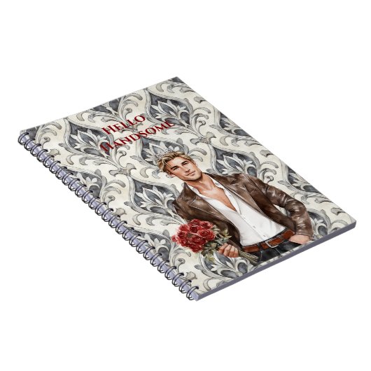 Hello Handsome Blond Man Royal Romantic Red Roses ノートブック (右側)