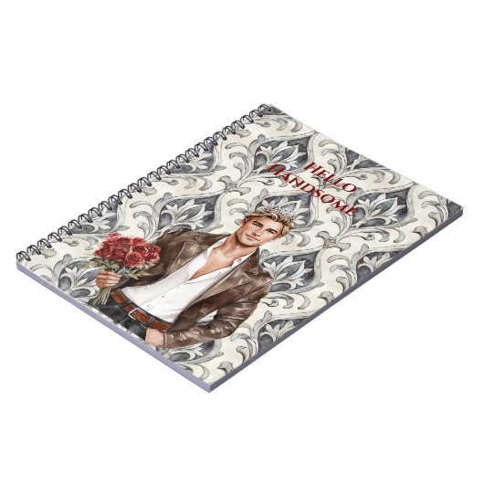 Hello Handsome Blond Man Royal Romantic Red Roses ノートブック (左側)