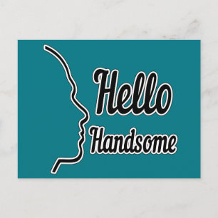 Hello Hansmプロファイル顔スケッチタイポグラフィ ポストカード