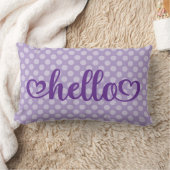 Hello Hearts Pale Purple Polka Dot ランバークッション (ブランケット)