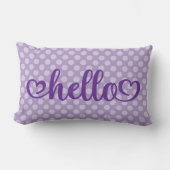 Hello Hearts Pale Purple Polka Dot ランバークッション (正面)