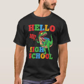 Hello High School Rex Dinosaur Back To School Boys Tシャツ (正面)