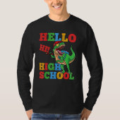 Hello High School Rex Dinosaur Back To School Boys Tシャツ (正面)