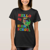 Hello High School Rex Dinosaur Back To School Boys Tシャツ (正面)
