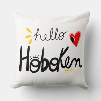 Hello Hoboken New Jersey Fun Throw Pillow クッション