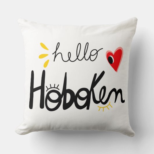 Hello Hoboken New Jersey Fun Throw Pillow クッション (正面)