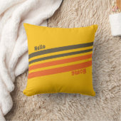Hello Home Retro Stripes Yellow Brown Red クッション (ブランケット)