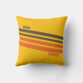 Hello Home Retro Stripes Yellow Brown Red クッション (裏面)