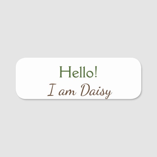 Hello I amデイジー追加文字シンプルミニマルy 名札 (正面)