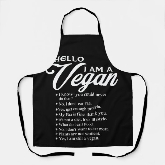 Hello I Am A Vegan 9 Things About Vegan エプロン (正面)