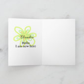 Hello I am new here name yellow green flower kids カード (内部)