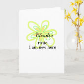 Hello I am new here name yellow green flower kids カード (黄色い花)