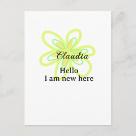 Hello I am new here name yellow green flower kids ポストカード