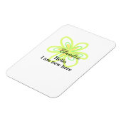 Hello I am new here name yellow green flower kids マグネット (左側)