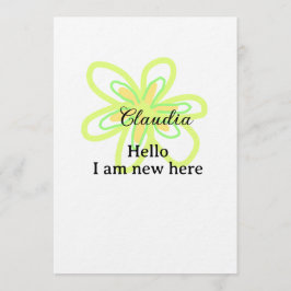 Hello I am new here name yellow green flower kids 招待状