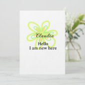 Hello I am new here name yellow green flower kids 招待状 (スタンド正面)