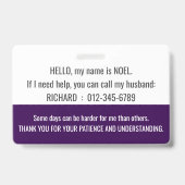 hello i have NARCOLEPSY disability id バッジ (裏面)