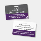 hello i have NARCOLEPSY disability id バッジ (正面＆裏面)