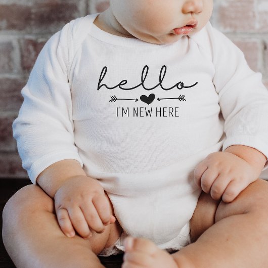 Hello I'm New Hereベビー発表ギフトベビー本体 ベビーボディスーツ