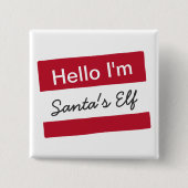 Hello Im Santas小妖精や小人(カスタマイズ可能な名前タグ) 缶バッジ (正面)