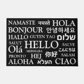 Hello in 違う languages白黒エレガント ドアマット (正面)