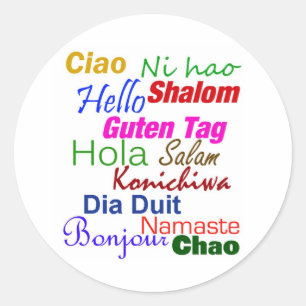 Hello In Many Languagesステッカー ラウンドシール