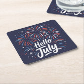 Hello July Fireworks Coaster Set スクエアペーパーコースター (アングル)