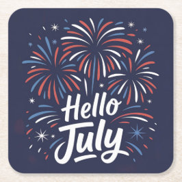 Hello July Fireworks Coaster Set スクエアペーパーコースター