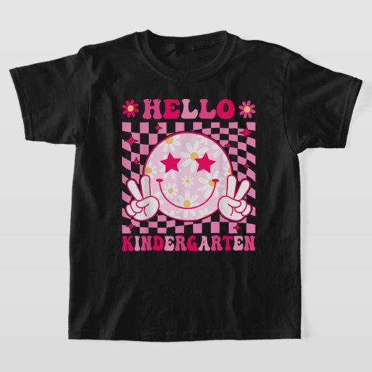 Hello Kindergarten - Back To School Groovy Tシャツ (レイダウン)
